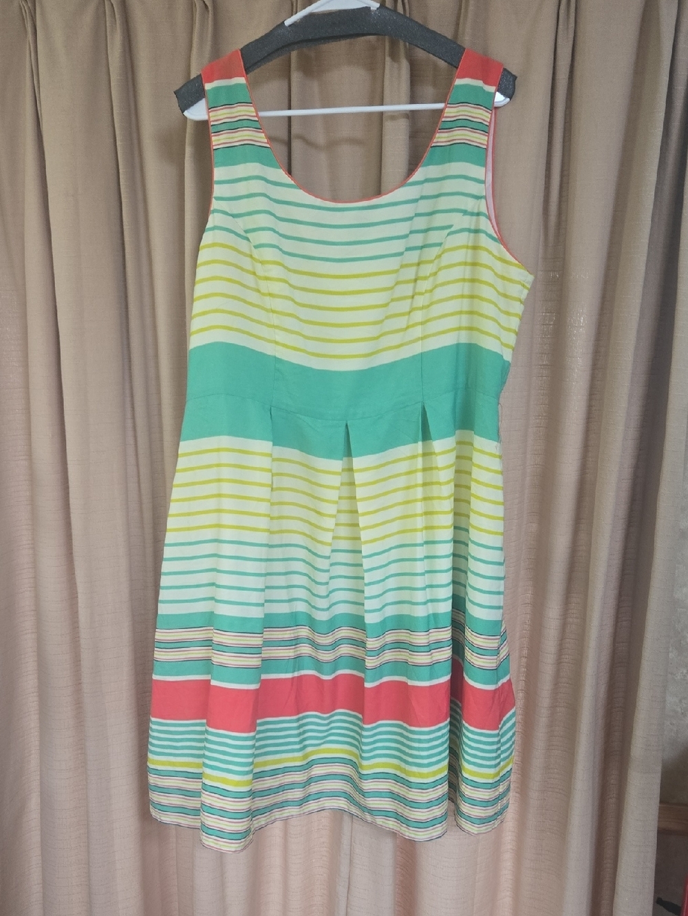 Striped Sleeveless Summer Dress in Mint, Coral & Yellow NorthStyle SIZE 18 PLUS